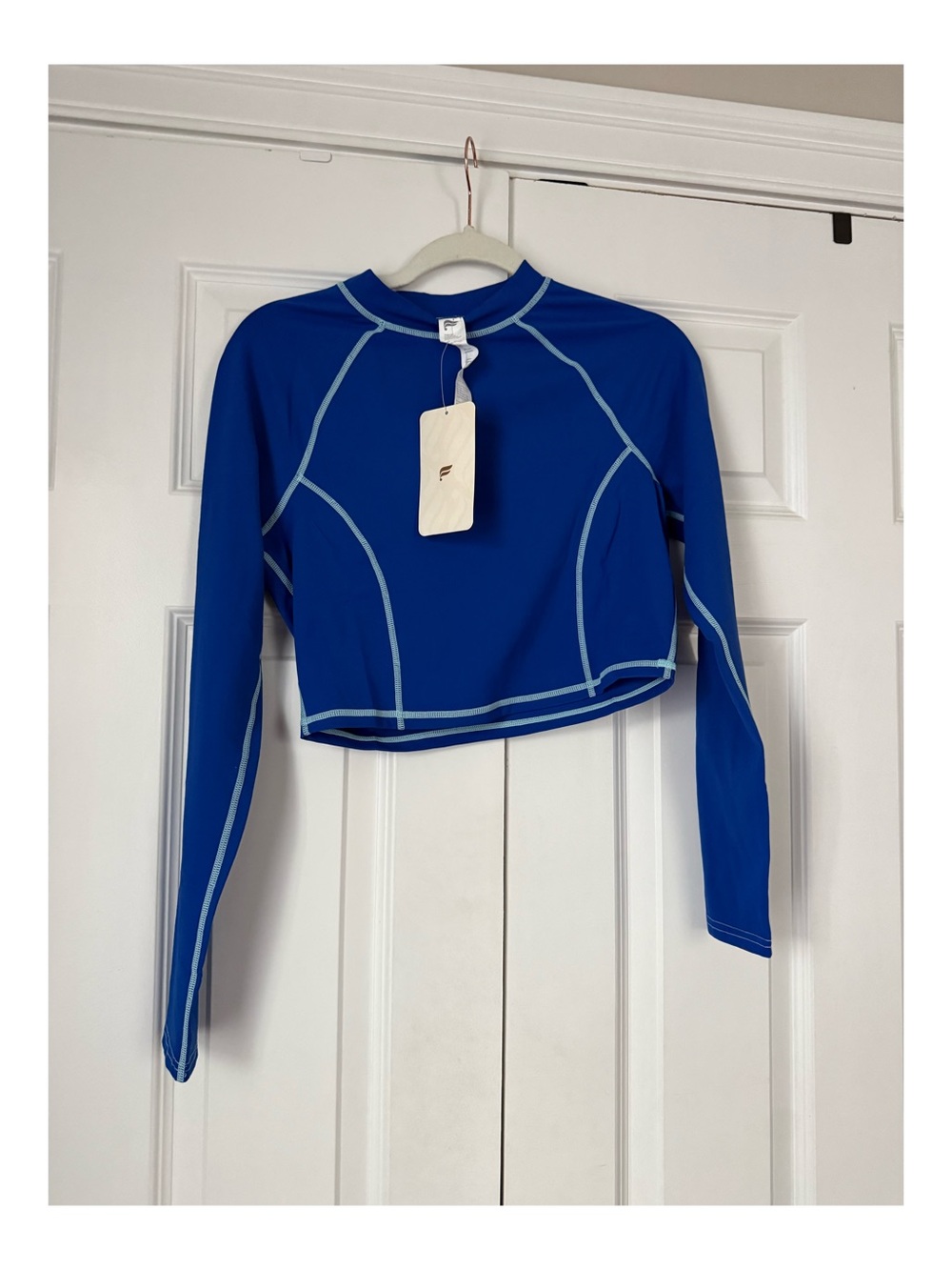 Fabletics Royal Blue Cropped Long-Sleeve Active Top